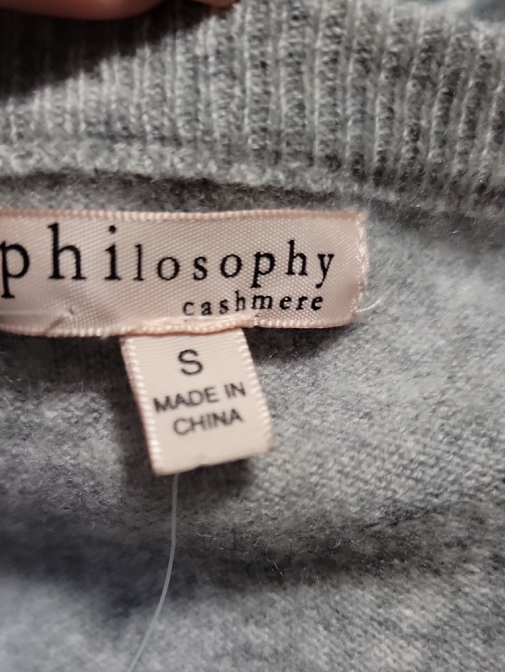 NWT Philosophy Gray Crewneck Sweater with Pink LOVE Intarsia - Picture 9 of 9